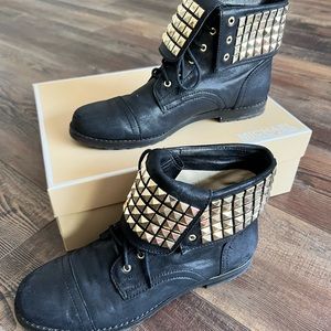 Michael Kors Black Bootie/Sneaker with Gold Studs Size 8.5